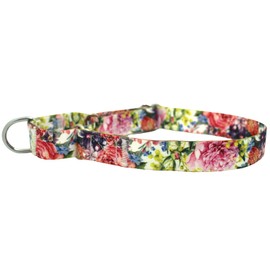haoyueer Martingale Dog Collar Durable Nylon Adjustable Walking Training Dog Collar for Boys and Girls (Medium (14-18 Inches, Peony Flowers)
