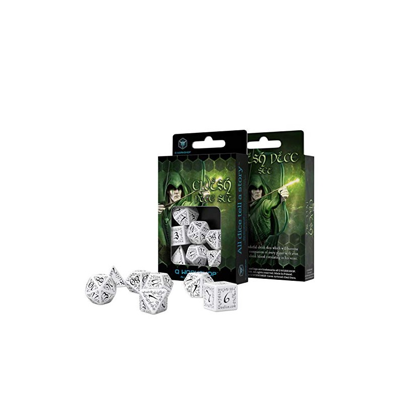 Q-Workshop Elvish Dice White/Black (7) Board Game