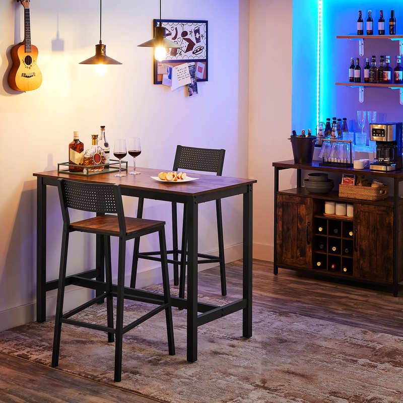 VASAGLE Bar Stools, Set of 2 Bar Chairs, Tall Bar