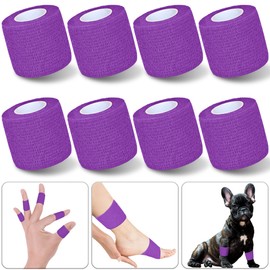 Chewarelly 8 Pack 2 in x 5 Yards Cohesive Wrap Self Adhesive Bandage Wrap Elastic Self Adherent Wrap Self Stick Vet Tape for Athletic, Wrist, Ankle, Knees, Pets (Dark Purple)