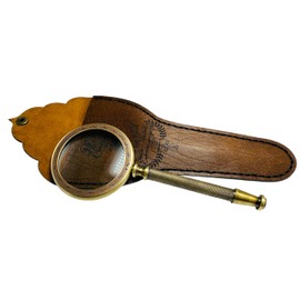 Handheld Brass Magnifying Glass with Finely Crafted Leather Case – Vintage Gift for Reading, Seniors, Bible Study, Inspirational Decor, Low Vision Aid, Anniversary or Faith Gift for Dad, Mom or Uncle