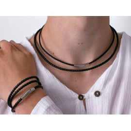 Fly Style Women's and Men's Braided Necklace with Clasp, Made of Faux Leather, Black, Necklace without Pendant,·3 mm, 4 mm, 38-70 cm, Stainless Steel