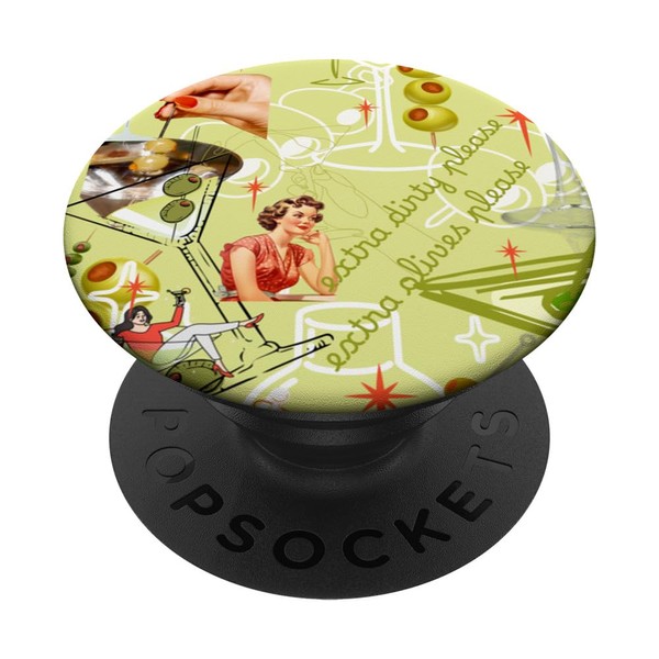 Extra Dirty Martini Collage Retro Drinks PopSockets with Interchangeable PopGrip
