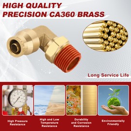 Boeray 3/8" Quick Push to Connect Fittings Brass 90 Degree Union Swivel Elbow Joint DOT Approved 3/8" Tube OD x 3/8" NPT Thread Air Brake Line Adapter Air Suspension Kit for Car Truck Trailers 5pcs