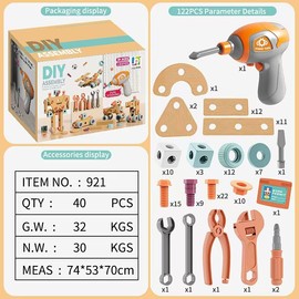 DIY Tool Set for Kids, 119 Pieces, Educational Building Construction Kit with Toy Tools