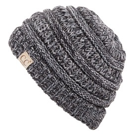 C.C Hatsandscarf Kids Beanie Ages 2-7 Warm Chunky Thick Stretchy Knit Slouch Beanie Skull Hats (YJ-816-KIDS) (Dk.Grey Mix)