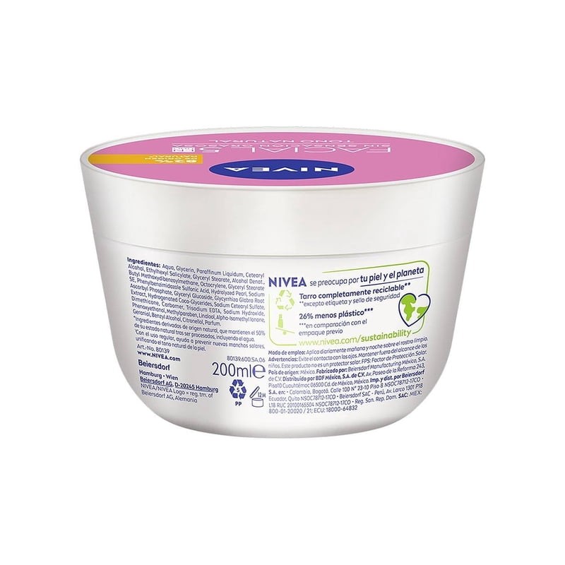 Crema facial NIVEA Cuidado Facial 5en1 aclarado natural 200 ml