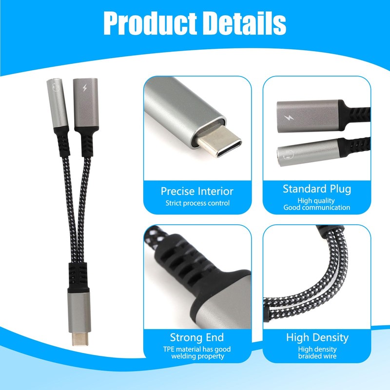 USB C to 3.5 mm Jack Adapter with DAC Chip,