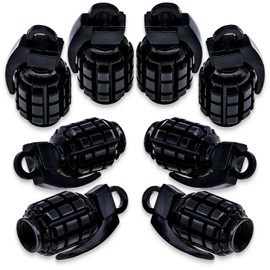 MEAJOO 8PCS Tire Valve Stem Caps, Stainless Steel Tire Valve Caps Wheel Valve Caps for Cars, Trucks, SUV, Motorcycles, Bike and Bicycles (Black)