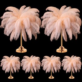 XunYee 100 Pcs Large Natural Ostrich Feathers Plumes Bulk for Centerpiece 16-18 Inch (40-45 cm) Feathers for DIY Crafts Christmas Wedding Party Decorations (Champagne)