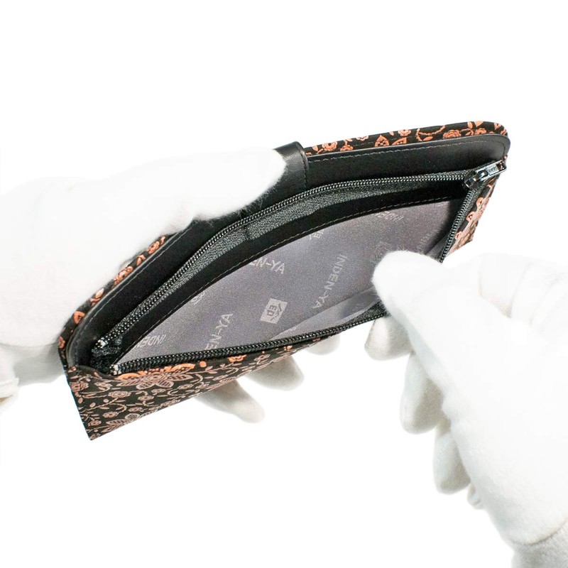 Indenya 2107-51-169 Long Wallet, Bundle, Large, Thin, Deer Leather, Black