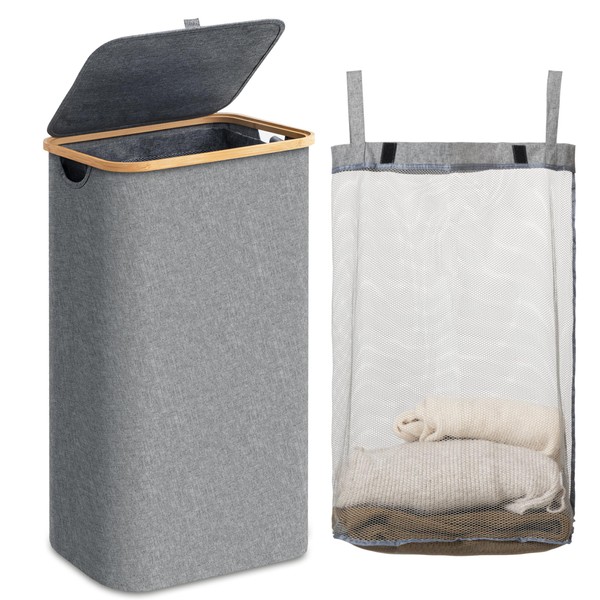 Famyards Laundry Hamper with Lid, 100L Large Laundry Basket with
