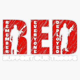 HOF Trading Army Red Friday Support Soldiers Or Armed Forces Gift Vinyl Sticker Waterproof Decal Laptop Wall Window Bumper Sticker 5"