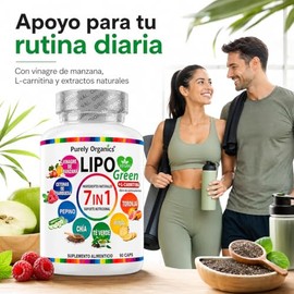 Lipo Green 7-in-1 con L-Carnitina, Vinagre de Manzana, Cetonas de Frambuesa, Té Verde, Chía, Piña, Pepino y Toronja | Apoyo al Metabolismo | Sin Estim