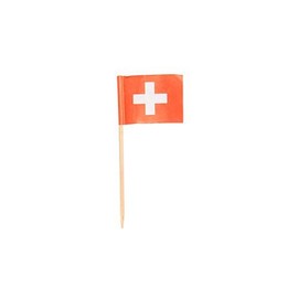 PAPSTAR 1 Box = 10 x 100 Decorative Picks 8 cm Flags Switzerland 16649
