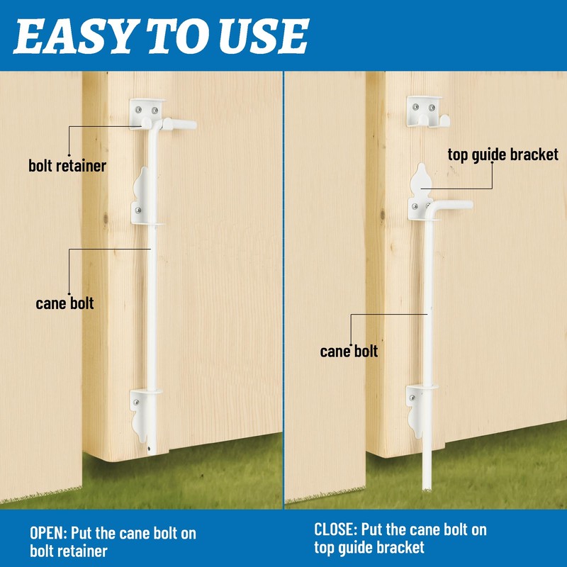24" Heavy Duty Cane Bolt Gate Drop Rod Hardware Ground
