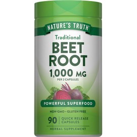 Nature's Truth Beet Root Capsules | 1000mg | 90 Pills | Herbal Extract | Gluten Free & Non-GMO Supplement