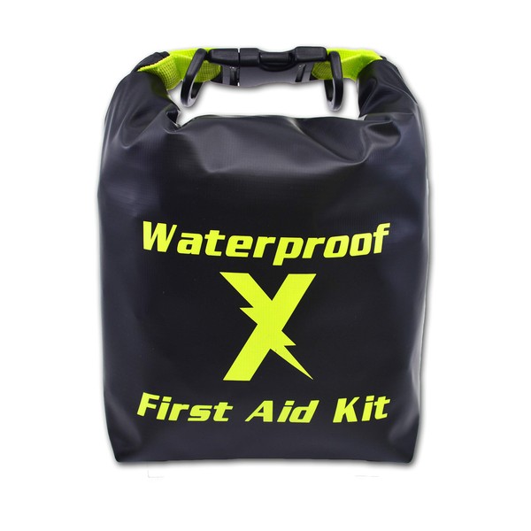Lightning X Waterproof Hi-Vis First Aid Kit - 104 Pieces w/Dry Bag for Emergency, Survival, Camping, Boating, Hiking & Sports