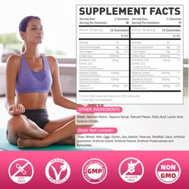 Joywiit D-Mannose Gummies 2000mg with Cranberry 500mg & Hibiscus - D Mannose Chewable Supplements for Women - Liver, Bladder Flush & Urinary Tract Cleanse Health Supplement, 60 Counts