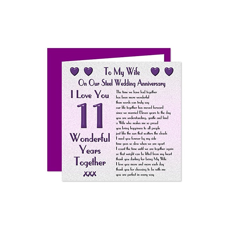 My Wife 11th Wedding Anniversary Card - On Our Steel