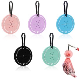5 Colors Dog Poop Bag Holder, Waste Bag Holder with Carabiner Clip, Hands Free Poop Bag Carrier for Leash, Pet Waste Bag Dispenser for Dog Walking Accessory (5 Colors)