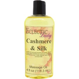 Cashmere and Silk Massage Oil, 4 oz, With Sweet Almond Oil and Jojoba Oil, Preservative Free, Perfect for Aromatherapy and Relaxation