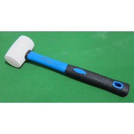 8-Ounces White Solid Rubber Mallet, Fiberglass Handle with Soft Rubber Grip, Total Weight 0.88LB, Non Marking Hammer (8oz)