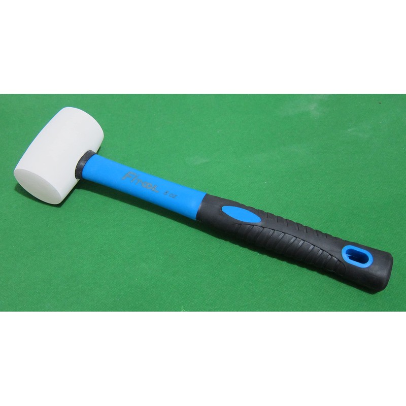 8-Ounces White Solid Rubber Mallet, Fiberglass Handle with Soft Rubber
