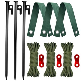 Tree Stakes and Supports, Heavy Duty Tree Stakes Kit Include 3Pcs Tree Straps for Staking, 3Pcs 16" Steel Spikes, and 39Ft Rope, Tree Supports for Young Tree Anti Strong Wind, Bad Weather