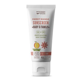WOODEN SPOON Organic Sun Cream "Baby & Family" SPF 50 UVA and UVB Protection - Sweet Mango 100 ml