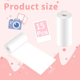 Thermal Paper for Children, Instant Camera 15 Rolls Thermal Paper Children's Camera, Thermal Printer Paper White, Refill Printing Paper, Thermal Paper for Scrapbooking, Photos, Notes, Labels (57 mm x