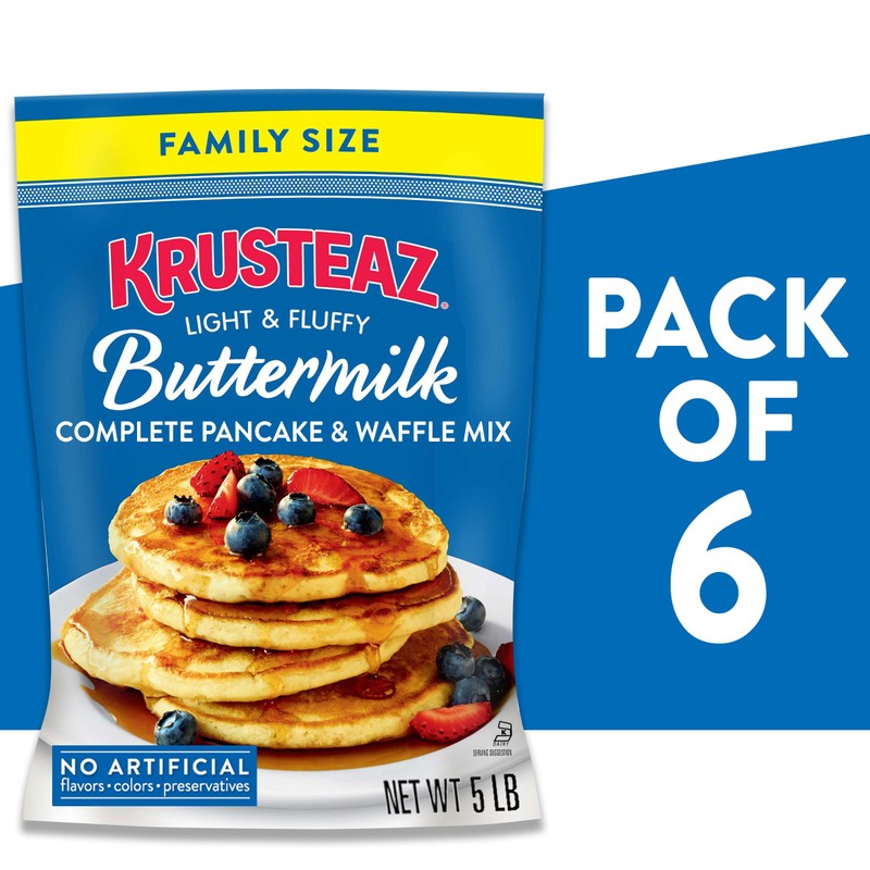 Krusteaz Complete Buttermilk Pancake and Waffle Mix, Light & Fluffy,