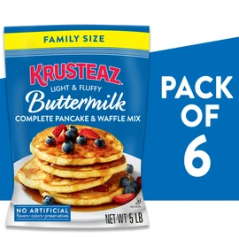 Krusteaz Complete Buttermilk Pancake and Waffle Mix, Light & Fluffy, 5 lb Bags (Pack of 6)
