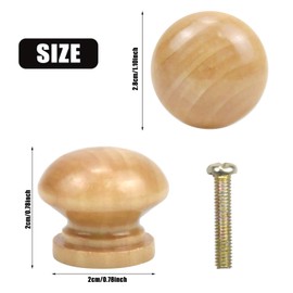 Jinlaili 12PCS Wooden Cabinet Knobs, 28MM Round Vintage Drawer Knobs, Drawer Pull Handle,Kitchen Cabinet Cupboard Door Drawer Pull Knob, Door Pulls with Screws for Cupboard Wardrobe Furniture