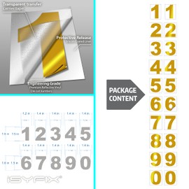 iSYFIX Reflective Yellow Vinyl Numbers Stickers – 1.5 Inch Self Adhesive (2 Sets)- Premium Decal Die Cut and Pre-Spaced for Mailbox, Signs, Window, Door, Cars, Address Numbers, Indoor or Outdoor