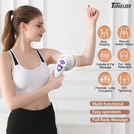 TOTO81JXM Electric Cellulite Massager – Body Sculpting Machine with 8 Massage Heads, Lymphatic Drainage & Skin Tightening for Belly Stomach Leg, Lipo Roller Massager After Surgery, Adjustable Speed.