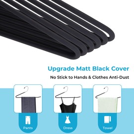 JS HANGER Non Slip Pants Hangers 20 Pack Open Ended Easy Slid Slacks Hangers, Durable Anti-Rust Space Saving Metal Jeans Hanger, Chrome and Black Friction