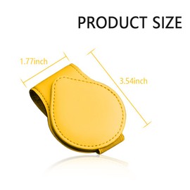 OFBAND Magnetic Sunglass Holder for Car Visor,PU Leather Car Sunglass Holder Organizes Glasses Tickets Cards & Keeps Car Tidy,Universal Car Accessories Interior (Yellow)