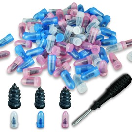100 Pcs Tire Repair Rubber Nail, Tire Repair Screws Tire Repair Nail Tire Screws Plugs 3 Size Fast Tool with Screwdriver Self-Service Tire Screw Plug Repair Kit for tire Puncture Repair
