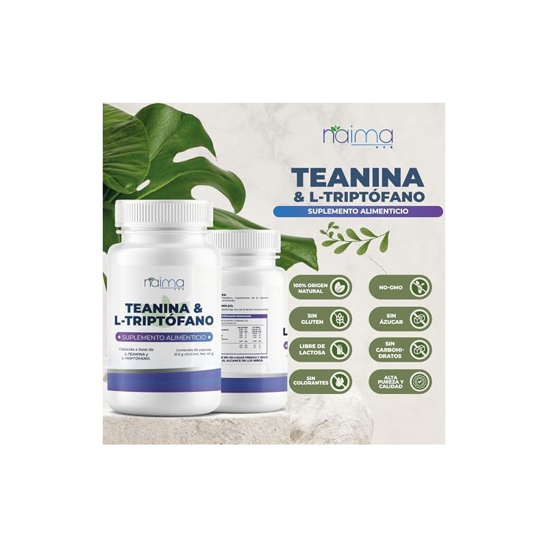 NAIMA L-Teanina y L-Triptófano | Suplemento Alimenticio para Relajación y