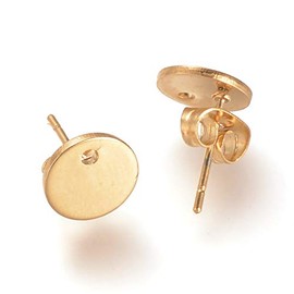UNICRAFTALE 100 Pieces 8 mm 304 Stainless Steel Stud Earrings DIY Flat Round Stud Earrings Gold Stud Blanks DIY Earrings Accessories for Women Earrings Jewellery Making, 0.8 mm