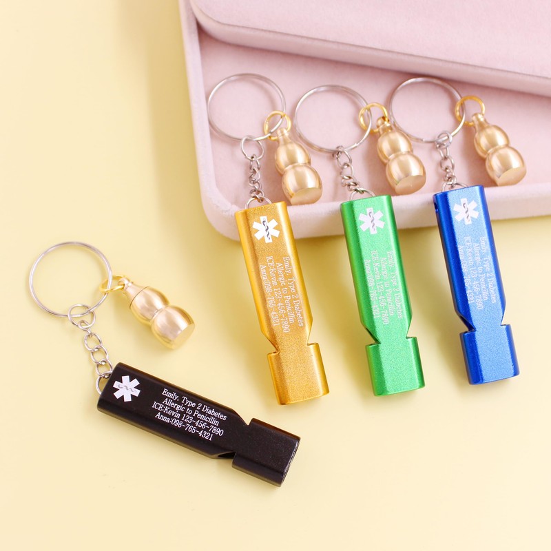 JunyiDIY Heart Disease Emergency Keychain with Powerful Whistle and Portable