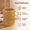 XLP Natural Rattan Pen Holder, Round Wicker Pencil Cup, Boho