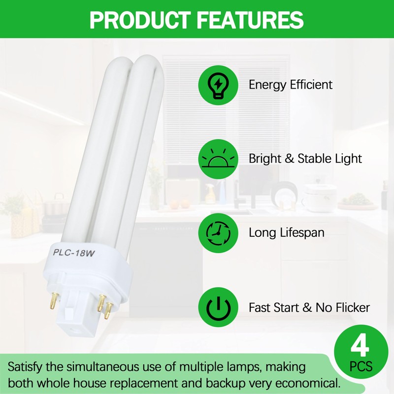 Zfegto FDS18E35/4 CFL Light Bulbs for Panasonic, 4 Pin G24q-2