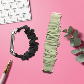 kwmobile Watch Strap Compatible with Garmin Venu Sq 2 Music/Sq 2 - Pastel Green Scrunchie Watch Band - 5.5-7.5 inches (14-19 cm)