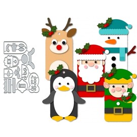 DDeehs Various Christmas Tag Metal Die Cuts,Merry Snata Penguin Card Cutting Dies Cut Stencils DIY Scrapbooking Photo Album Decorative Embossing Paper Making Sliver 12.1×8.3cm/4.76x3.26inch