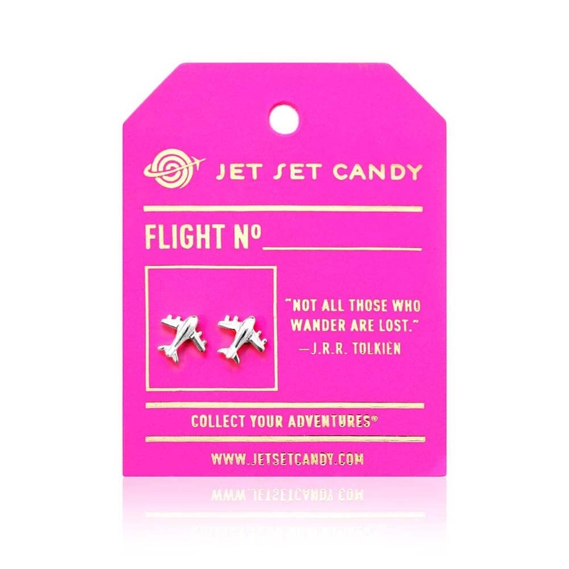 Jet Set Candy Sterling Silver Airplane Earrings