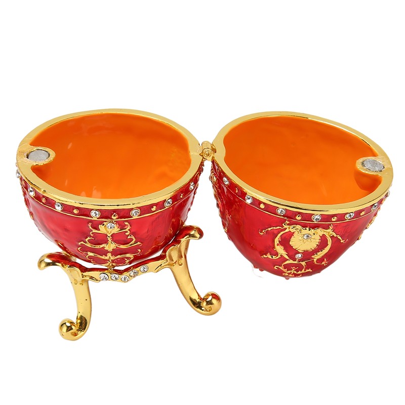 Egg Style Jewelry Trinket Box Zinc Alloy Hand Painted Enameled