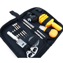 Shiwaki 13 Kits Watch Repair Kit Watch Case Opener Spring Bar Repair Tools Watch Strap Link Pin Tools Carry Bag