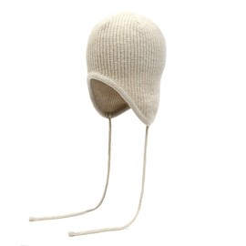 UNDERCONTROL Gold Brass Label Unisex Winter Cashmere Mixed String Ear Flap Windproof Warm Plain Fitted Slouchy Beanie Knit Hat Snow Skull Stylish Ski Korea (Wool Blend, Beige)